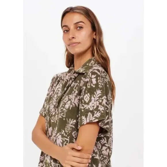 THE UPSIDE NWT Evereve Cocos Stella Collared Terry Cloth Shirt // L - Picture 3 of 15